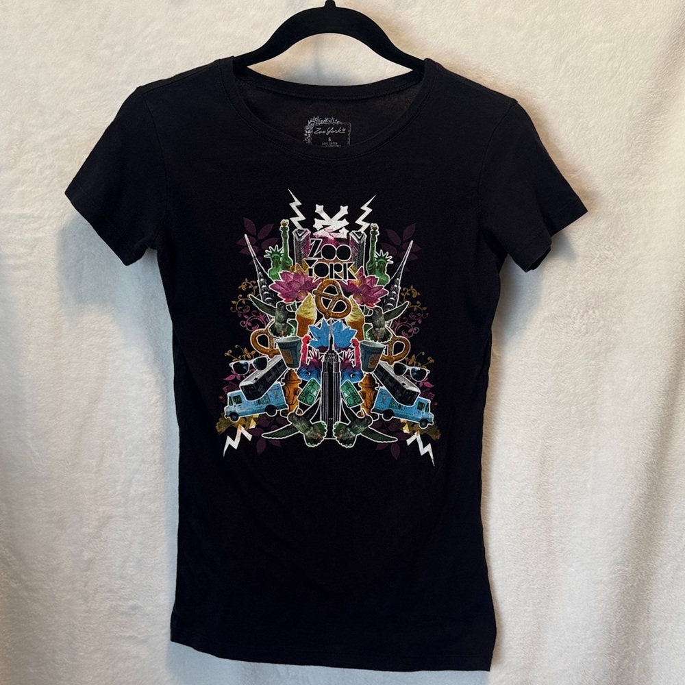 Zoo York Vintage Graphic Tee - NYC Skater Streetwear Collage - Black - Small